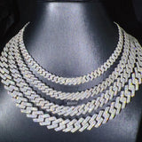 Iced Out Drip Moissanite 2 Rows Miami Gold Cuban Chain Necklace 925 Sterling Silver Diamond Moissanite Cuban Link Chain
